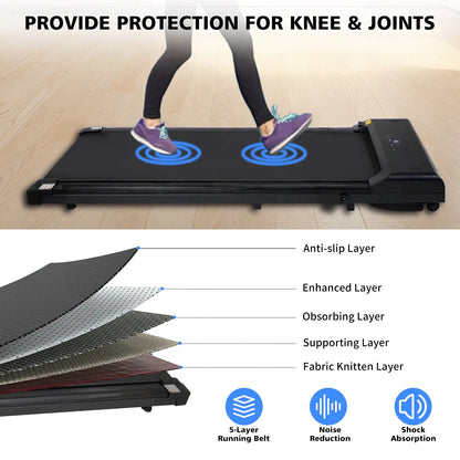 [ US in STOCK] under Desk Treadmill, Slim Flat Walking Pad, Portable Walking Jogging Machine for Home Office Exercise - Remote Control, LCD Display, Stored under Sofa Free Installation