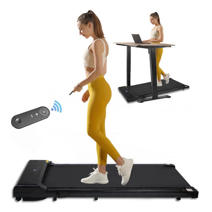 [ US in STOCK] under Desk Treadmill, Slim Flat Walking Pad, Portable Walking Jogging Machine for Home Office Exercise - Remote Control, LCD Display, Stored under Sofa Free Installation